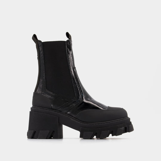 Cleated Mid Chelsea Boot - Ganni - Leather - Black