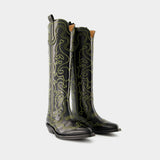 Western Boots - Ganni - Black/Yellow - Leather