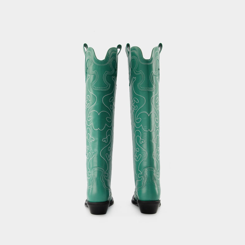 Western Boots - Ganni - Green - Leather