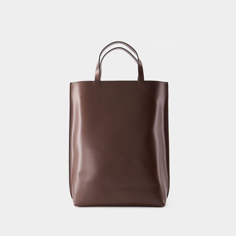 Banner Medium Shoulder Bag - Ganni - Leather - Chocolate
