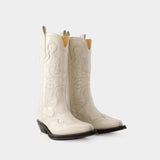 Mid Shaft Boots - Ganni - Leather - Beige