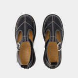 Everyday Buckle Mary Jane Loafers - Ganni - Black