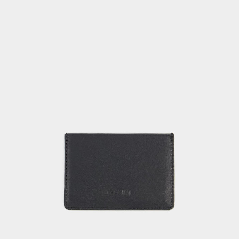 Ganni Bou Card Holder - Ganni - Leather - Black