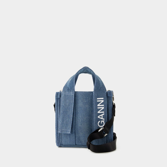 Mini Recycled Tech Shopper Bag - Ganni - Synthetic - Denim