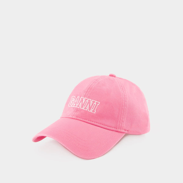 Logo Cap - Ganni - Cotton - Pink