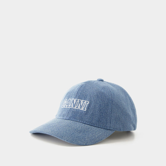 Logo Cap - Ganni - Cotton - Denim