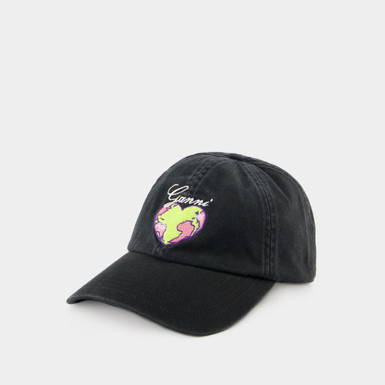 Patch Cap - Ganni - Cotton - Beige