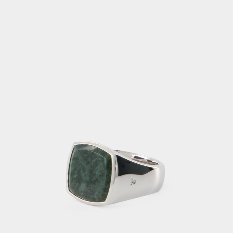 Cushion Green Marble (M) Ring - Tom Wood - Silver