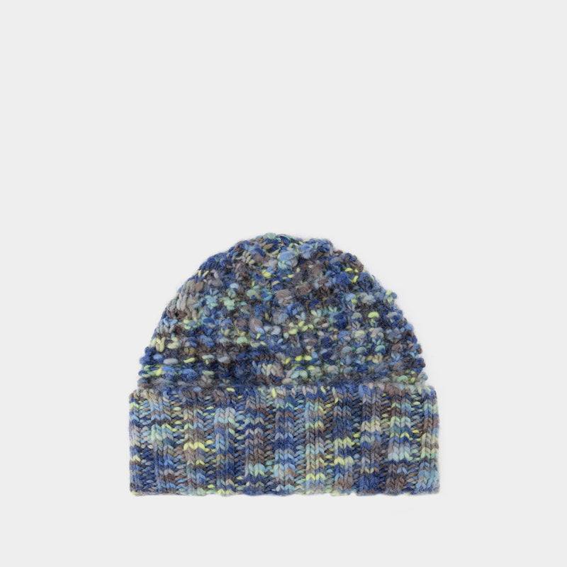 Space Dye Beanie Hat in Wool, Blue / Multi