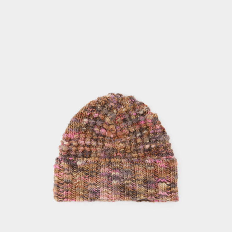 Space Dye Beanie Hat in Wool, Pink / Multi
