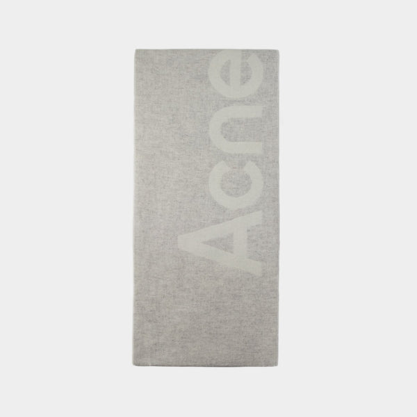 Toronty Logo Contrast R Mini Scarf - Acne Studios - Wool - Grey