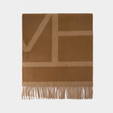 Monogram Jacquard Scarf - Toteme - Wool - Brown