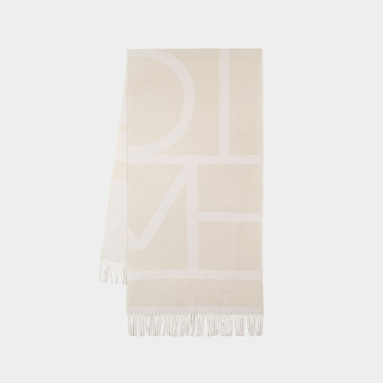 Monogram Jacquard Scarf - Toteme - Wool - White
