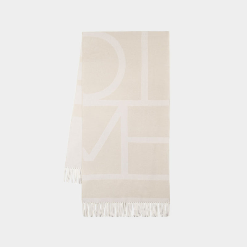 Monogram Jacquard Scarf - Toteme - Wool - White