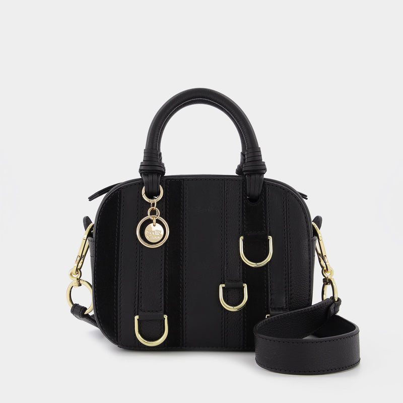 Cecilya Bowling Bag in Black Leather