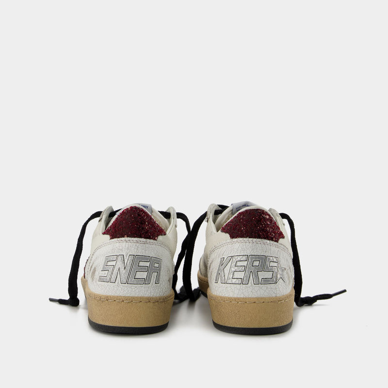 Ball Star Sneakers - Golden Goose -  White/Burgundy - Rubber