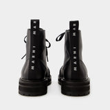 Dada Combat Ankle Boots - Marni - Leather - Black