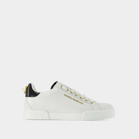 Portofino Sneakers - Dolce & Gabbana -  White/Gold - Leather