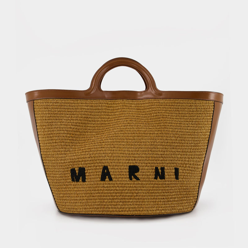 Tropicalia Large Shopper Bag - Marni - Raw Sienna - Leather