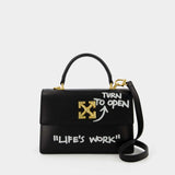 Jitney 1.4 Quote Hobo Bag - Off White - Black/White - Leather