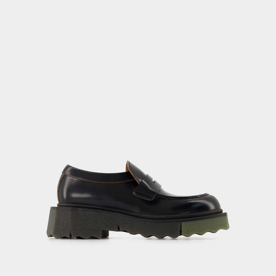 Sponge Loafer Ankle Boots - Off White - Black/Militaire - Leather