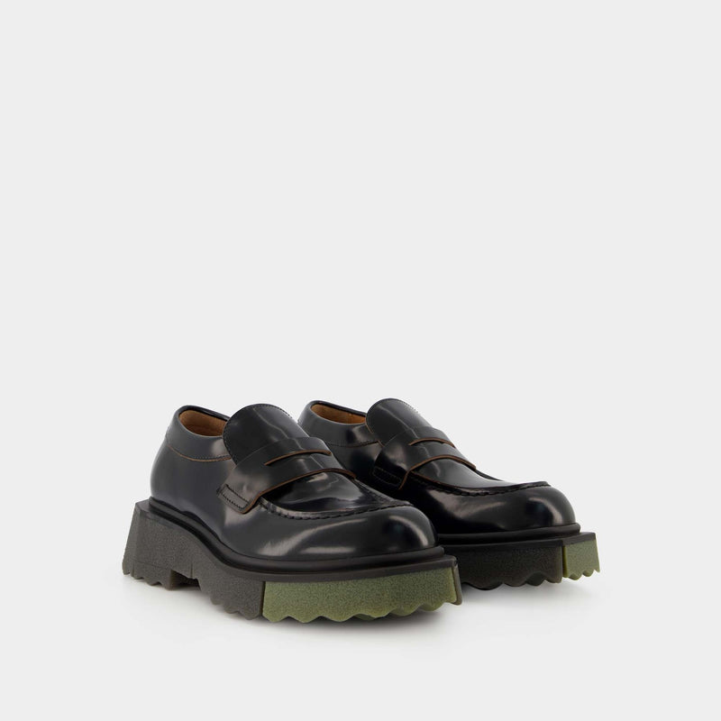 Sponge Loafer Ankle Boots - Off White - Black/Militaire - Leather