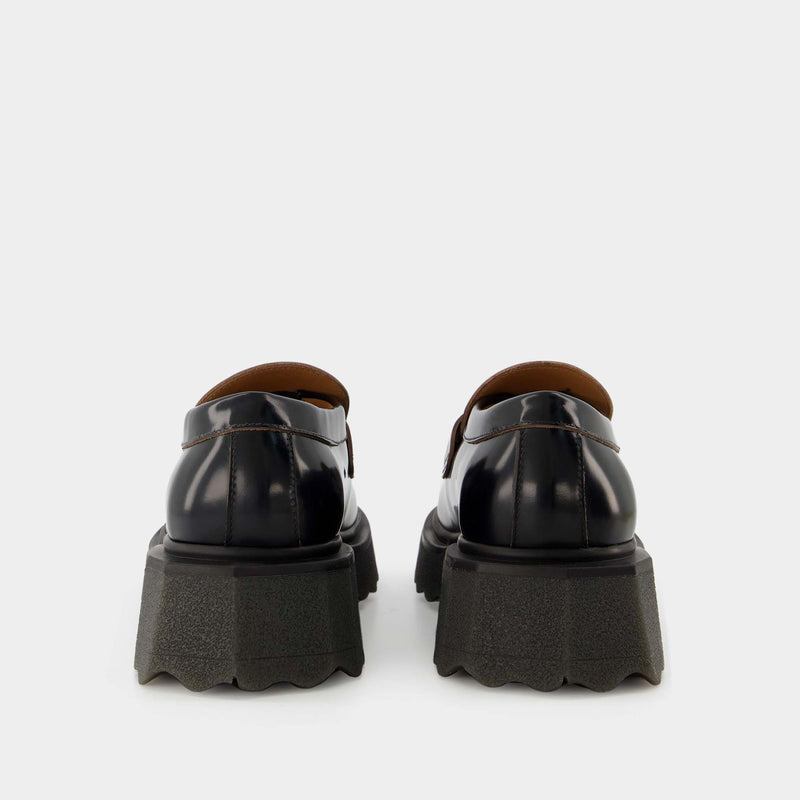 Sponge Loafer Ankle Boots - Off White - Black/Militaire - Leather