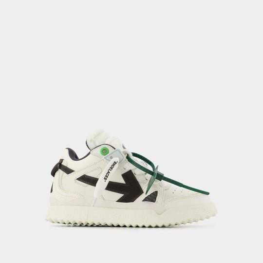 Mid Top Sponge Sneakers - Off White - White/Black - Leather