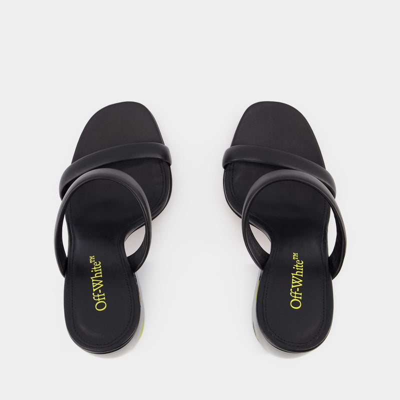Bulky Slides - Off White - Black/Yellow - Leather