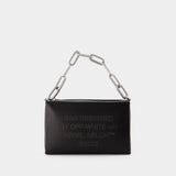 Block Pouch Hobo Bag - Off White - Black/White - Leather