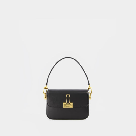 Plain Binder S Crossbody - Off White - Black - Leather