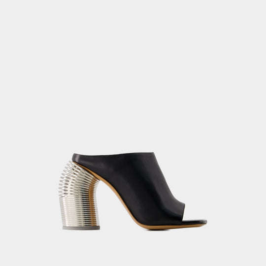 Silver Spring Mules - Off White - Leather - Black/Silver
