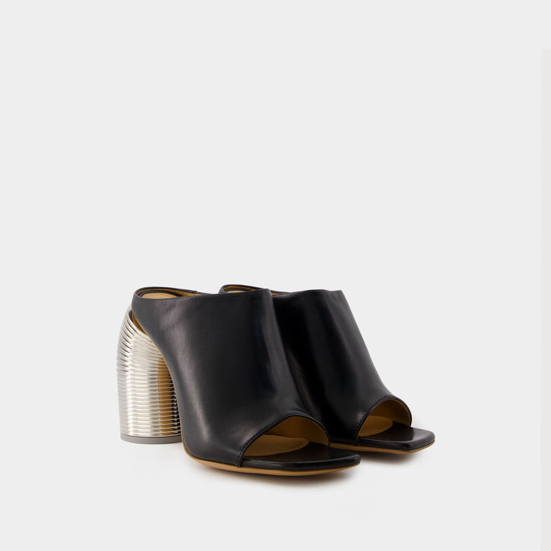 Silver Spring Mules - Off White - Leather - Black/Silver