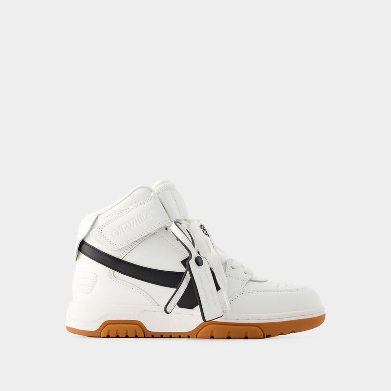 Out Of Office Mid Top Sneakers - Off White - Leather - White/Black