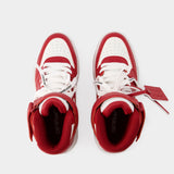Out Of Office Mid Top Sneakers - Off White - Leather - White/Red