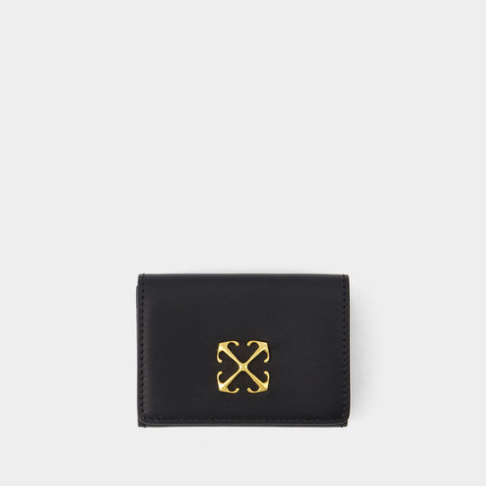 Mini Jitney Wallet - Off White - Leather - Black