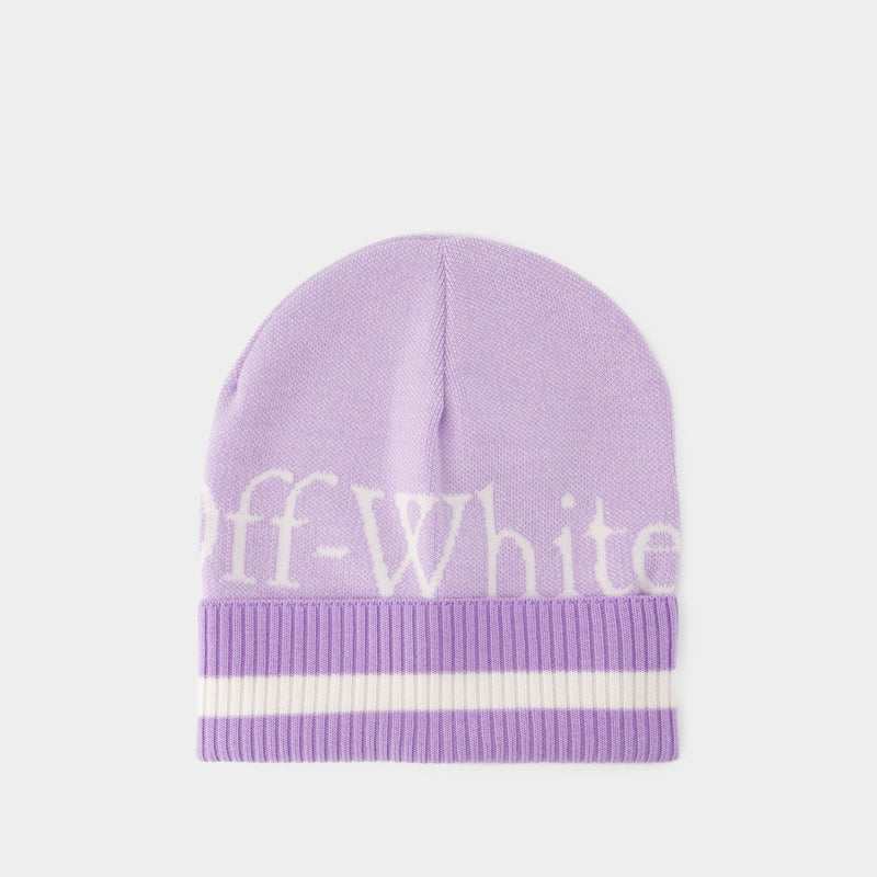 Logo Pixel Beanie - Off White - Wool - Purple/Blanc