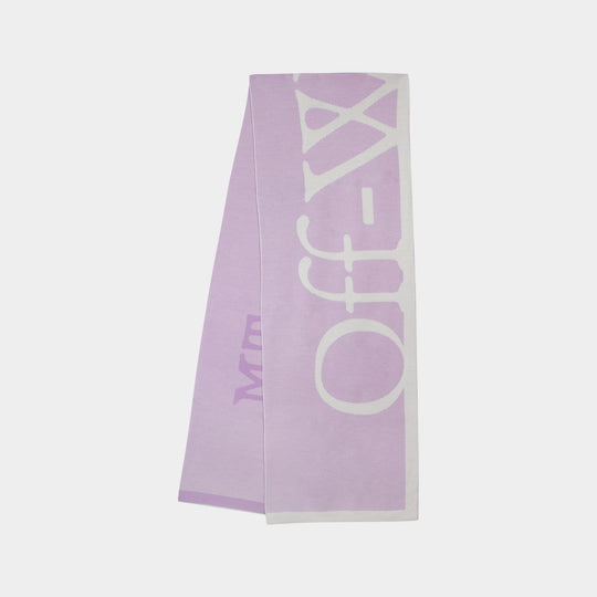 Logo Pixel Scarf - Off White - Wool - Purple/White
