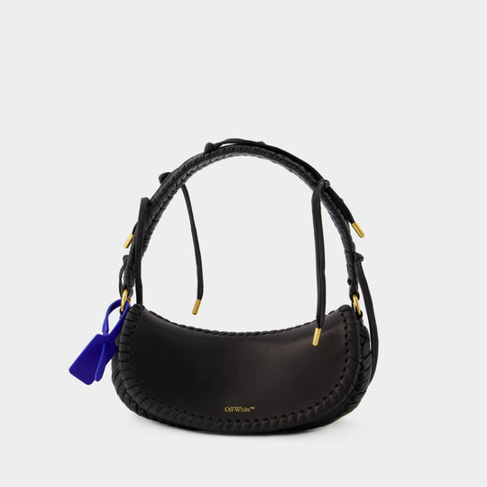 Edge Weaving Shoulder Bag - Off White - Leather - Black