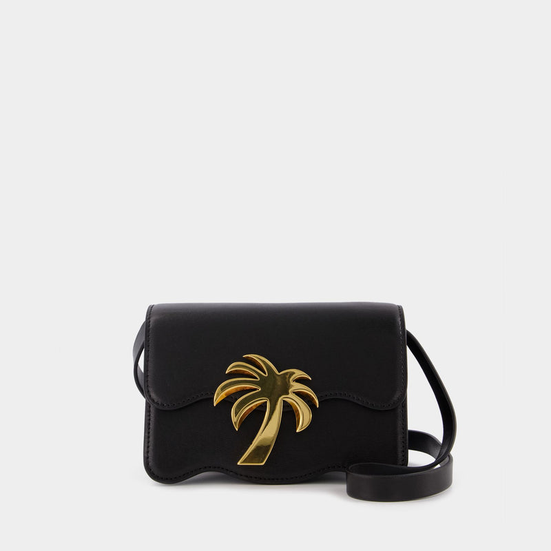 Palm Beach Bag Pm in Black and Gold Leather