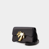 Palm Beach Bag Pm in Black and Gold Leather