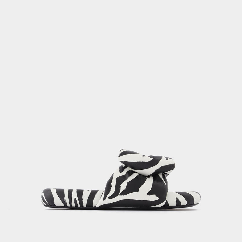 Zebra Printed Extra Padded Sl 1001 Black Whit Slides