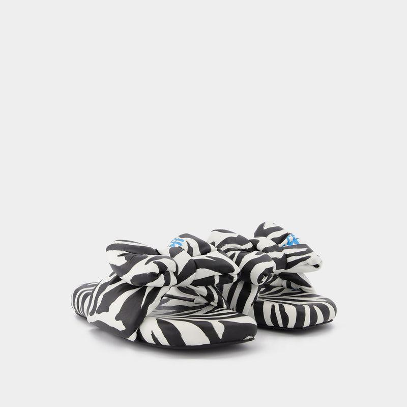 Zebra Printed Extra Padded Sl 1001 Black Whit Slides