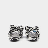 Zebra Printed Extra Padded Sl 1001 Black Whit Slides