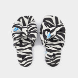 Zebra Printed Extra Padded Sl 1001 Black Whit Slides