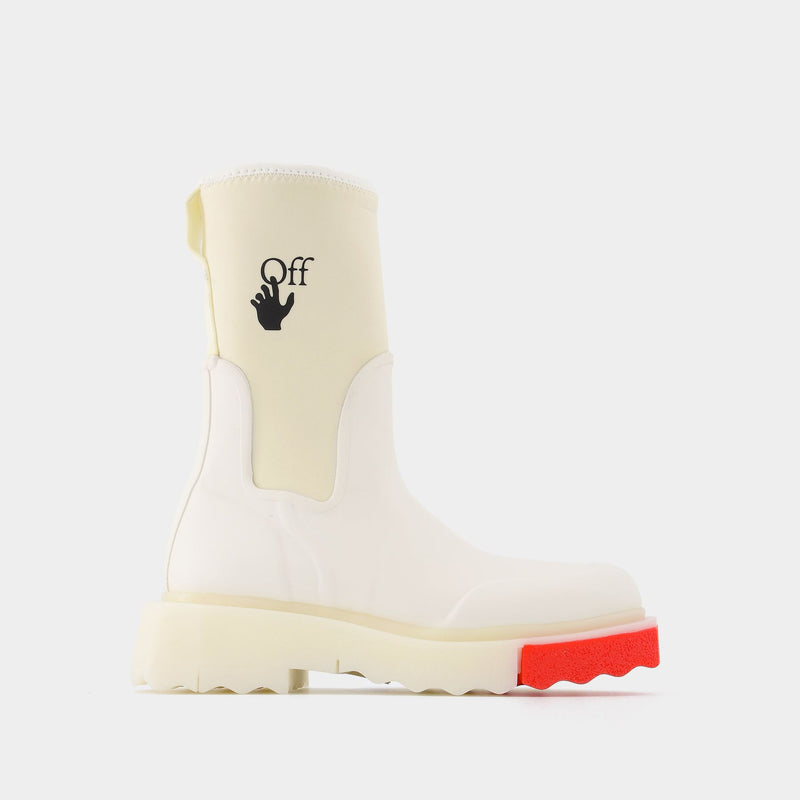 New Rainboot Sponge White Red Boots