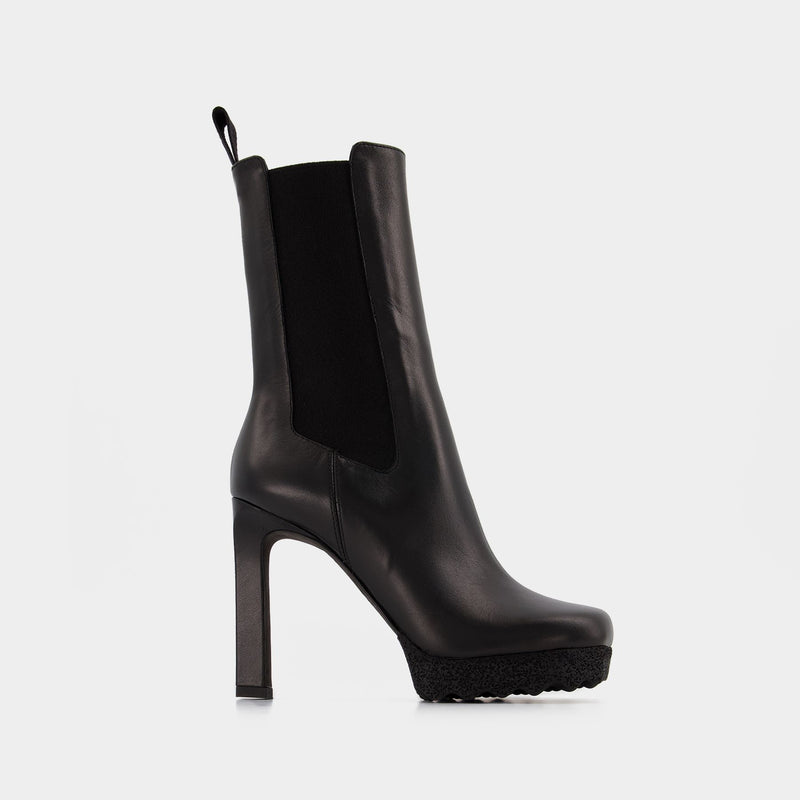 Sponge Sole High Chelsea Boots in Black Leather