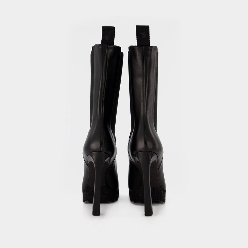Sponge Sole High Chelsea Boots in Black Leather