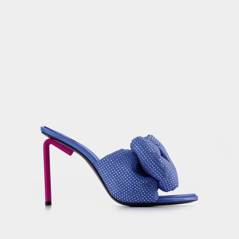 Allen Bow Strass Pop Mules in Blue/Pink