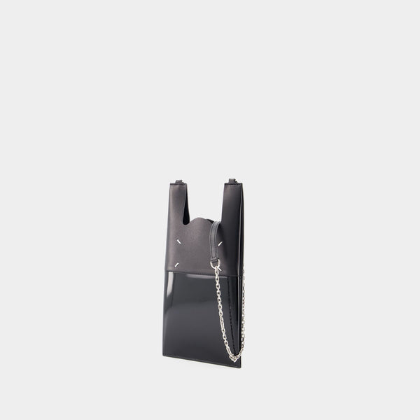 Phone Neck Pouch With Chain  - Maison Margiela - Calfskin - Black